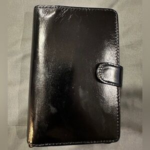 HOBO Black Leather Wallet with Gold Accents